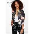 Veste noire à imprimé floral Bomber Femme